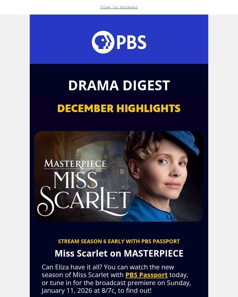 Screenshot of email sent to a PBS Newsletter subscriber