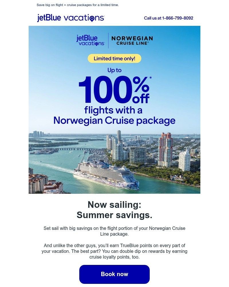 Screenshot of email sent to a JetBlue Registered user