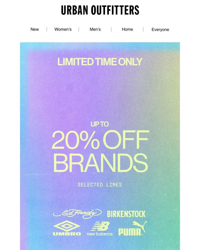 Screenshot of email sent to a Urban Outfitters Newsletter subscriber