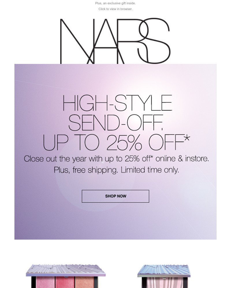 Screenshot of email sent to a Nars Cosmetics Newsletter subscriber