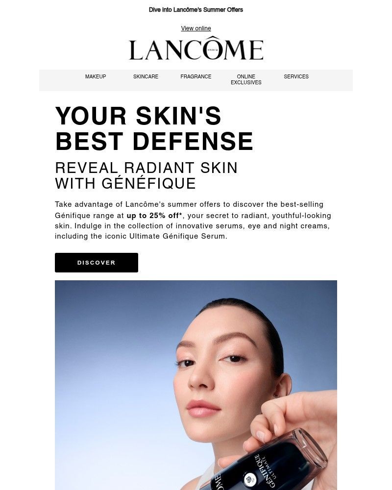 Screenshot of email with subject /media/emails/up-to-25-off-lancomes-iconic-genifique-range-196728-cropped-65f4538a.jpg