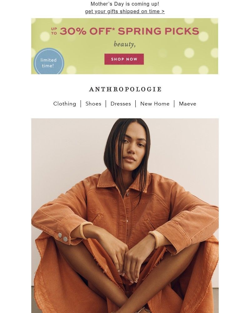 Screenshot of email sent to a Anthropologie Newsletter subscriber