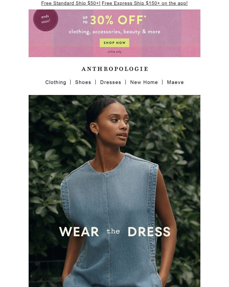 Screenshot of email sent to a Anthropologie Newsletter subscriber