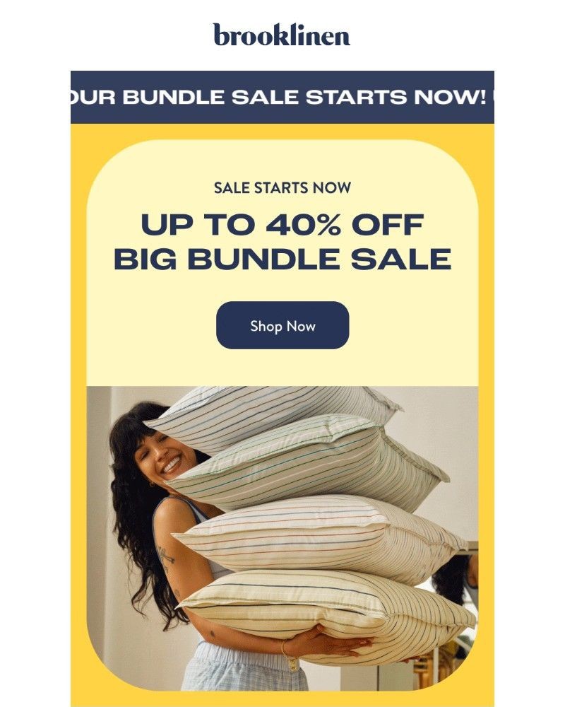 Screenshot of email sent to a Brooklinen Newsletter subscriber