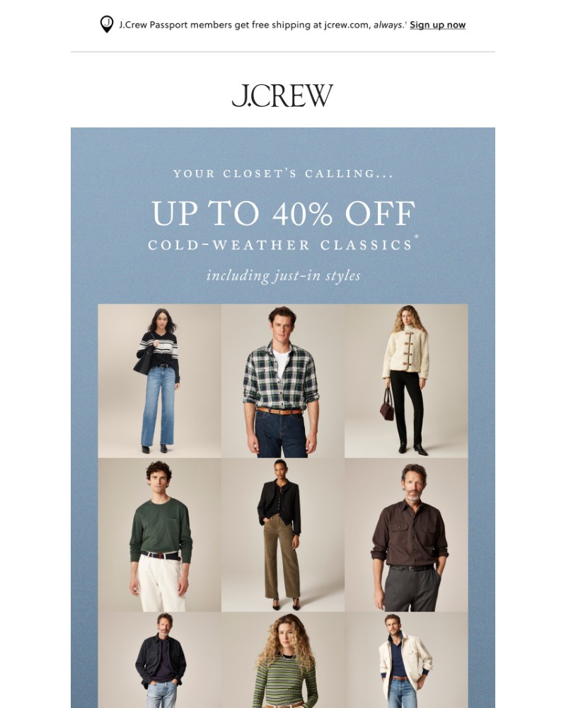 Screenshot of email sent to a J.Crew Newsletter subscriber