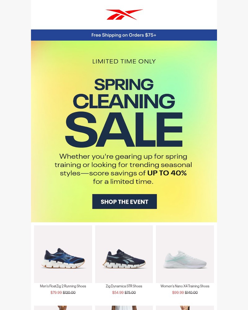 Screenshot of email sent to a Reebok Newsletter subscriber