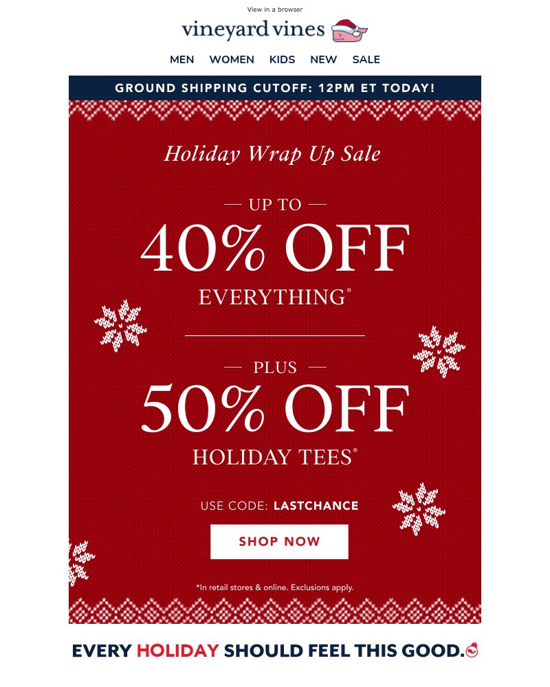 Screenshot of email with subject /media/emails/up-to-40-off-everything-50-off-holiday-tees-starts-now-f06cc0-cropped-646eadae.jpg