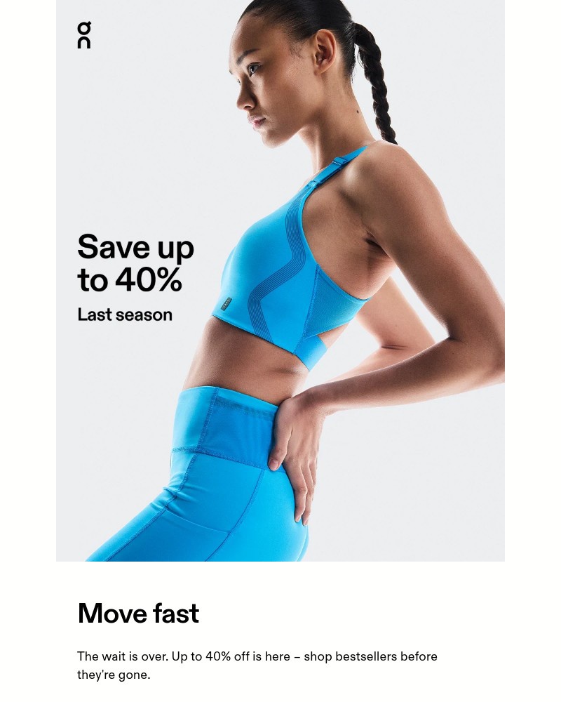 Screenshot of email sent to a On Newsletter subscriber