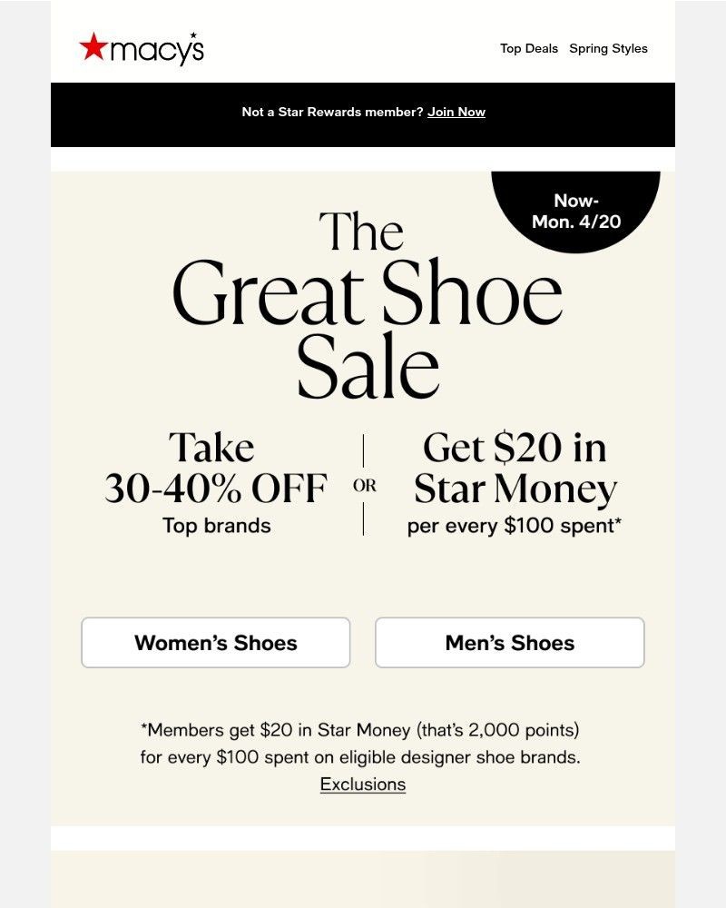 Screenshot of email sent to a Macy's Cart abandoner