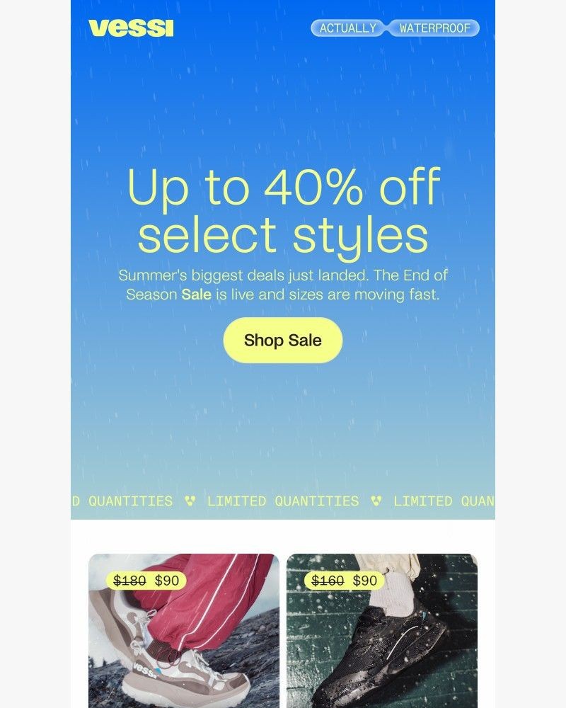 Screenshot of email sent to a Vessi Seller