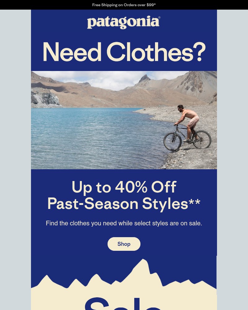 Screenshot of email sent to a Patagonia Newsletter subscriber
