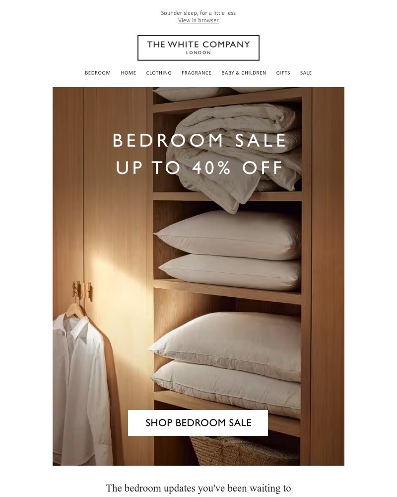 Screenshot of email sent to a The White Company Cart abandoner