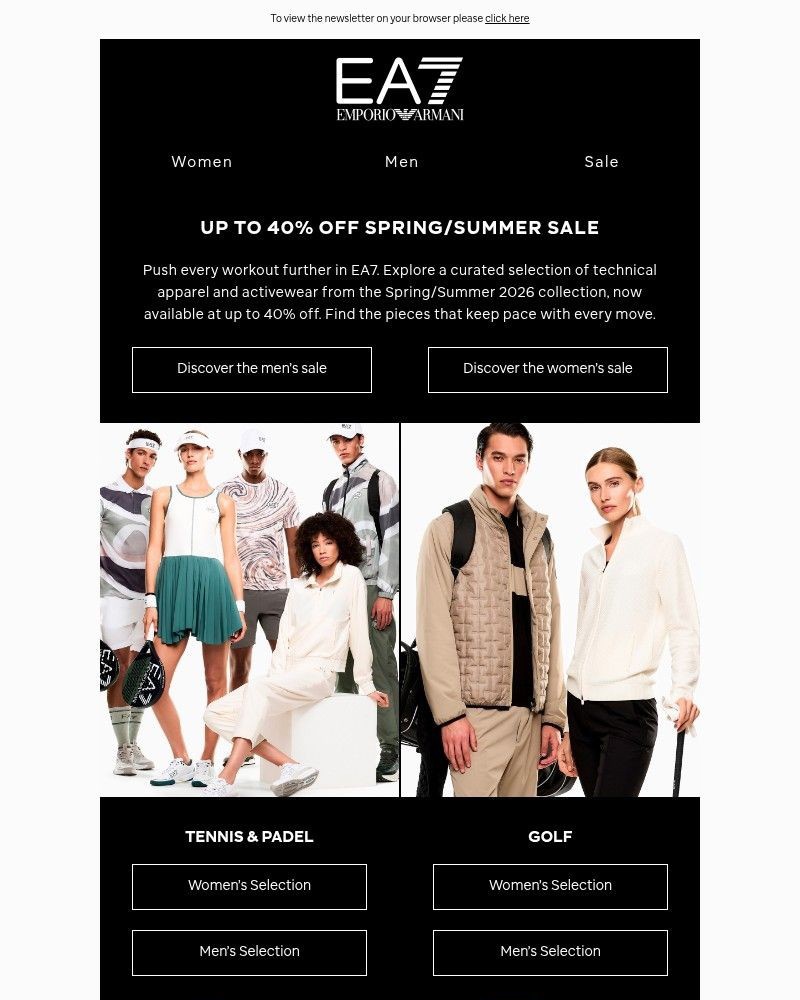 Screenshot of email sent to a Armani Newsletter subscriber