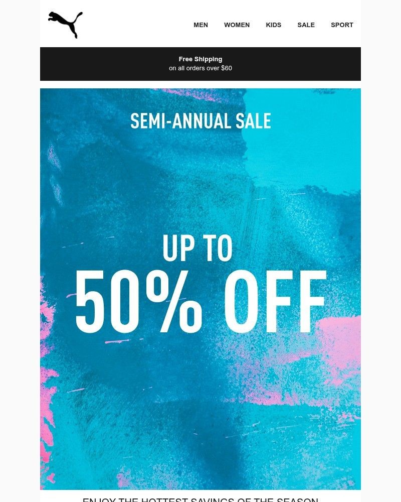 Screenshot of email sent to a Puma Newsletter subscriber