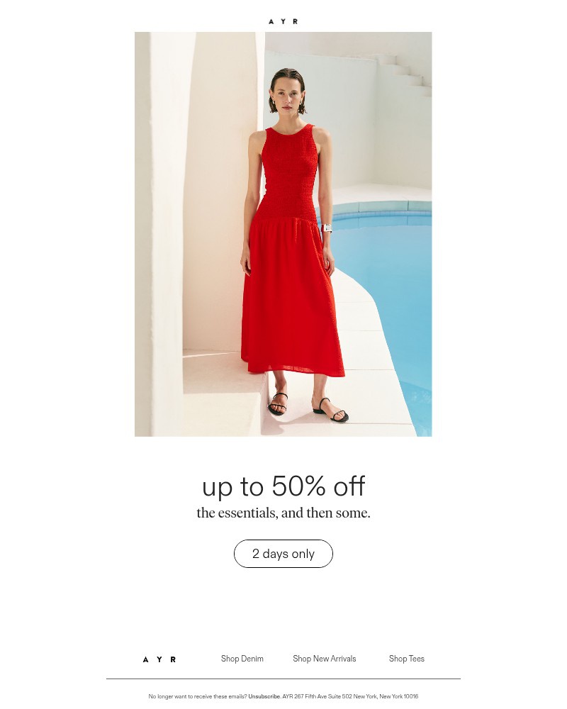 Screenshot of email sent to a AYR Newsletter subscriber