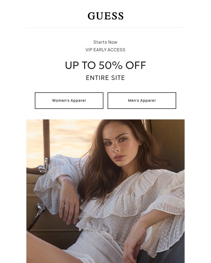Screenshot of email sent to a Guess Newsletter subscriber