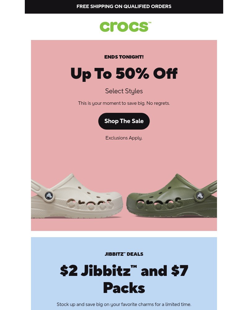 Screenshot of email sent to a Crocs Newsletter subscriber