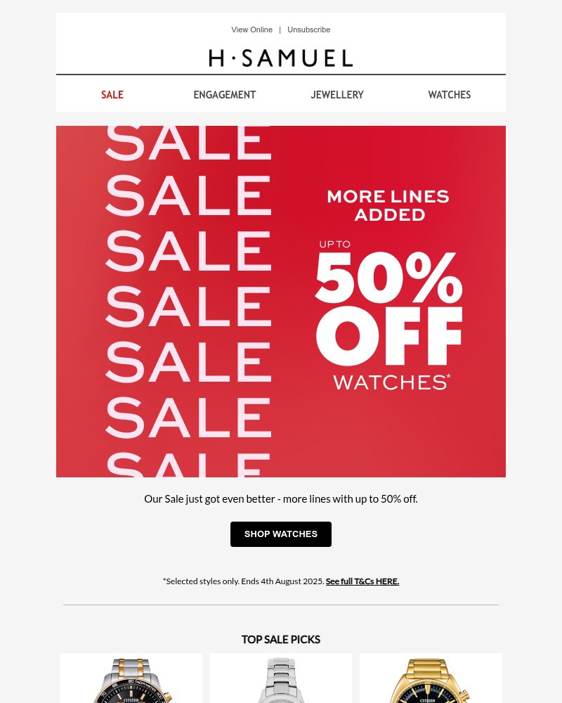 Screenshot of email with subject /media/emails/up-to-50-off-even-more-watches-68e3cc-cropped-3db1ac45.jpg