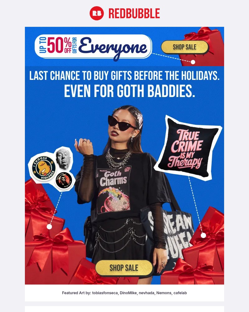 Screenshot of email sent to a Redbubble Newsletter subscriber