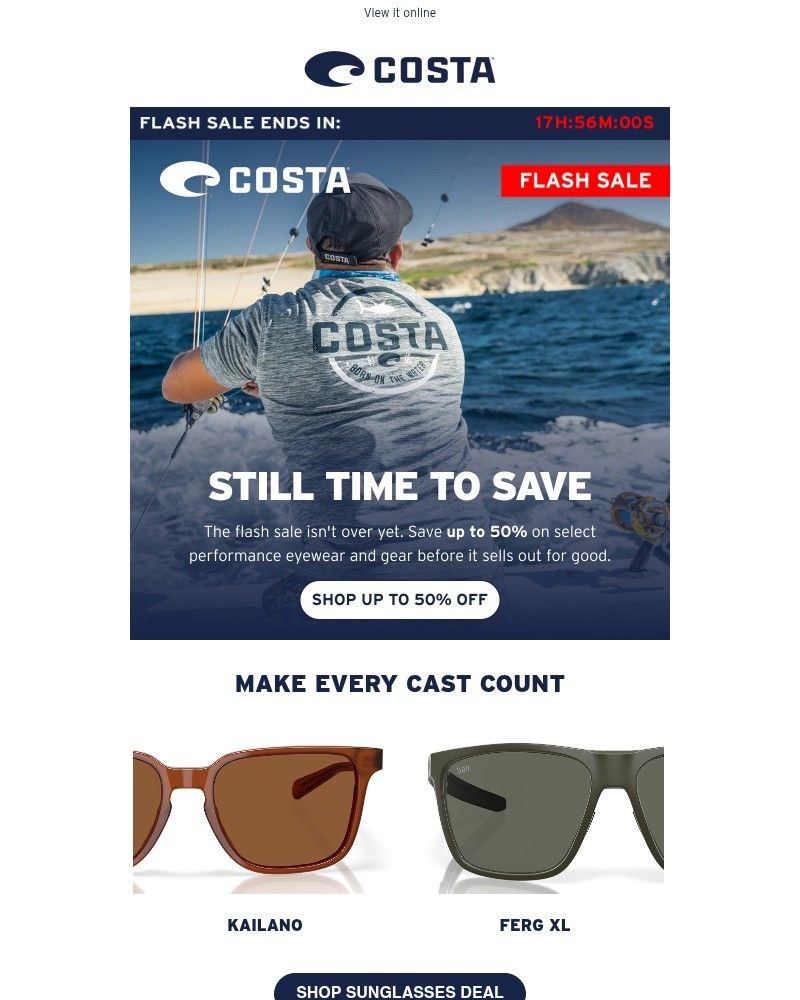 Screenshot of email sent to a Costa del Mar Newsletter subscriber