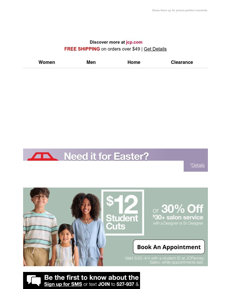 Screenshot of email sent to a JCPenney Newsletter subscriber