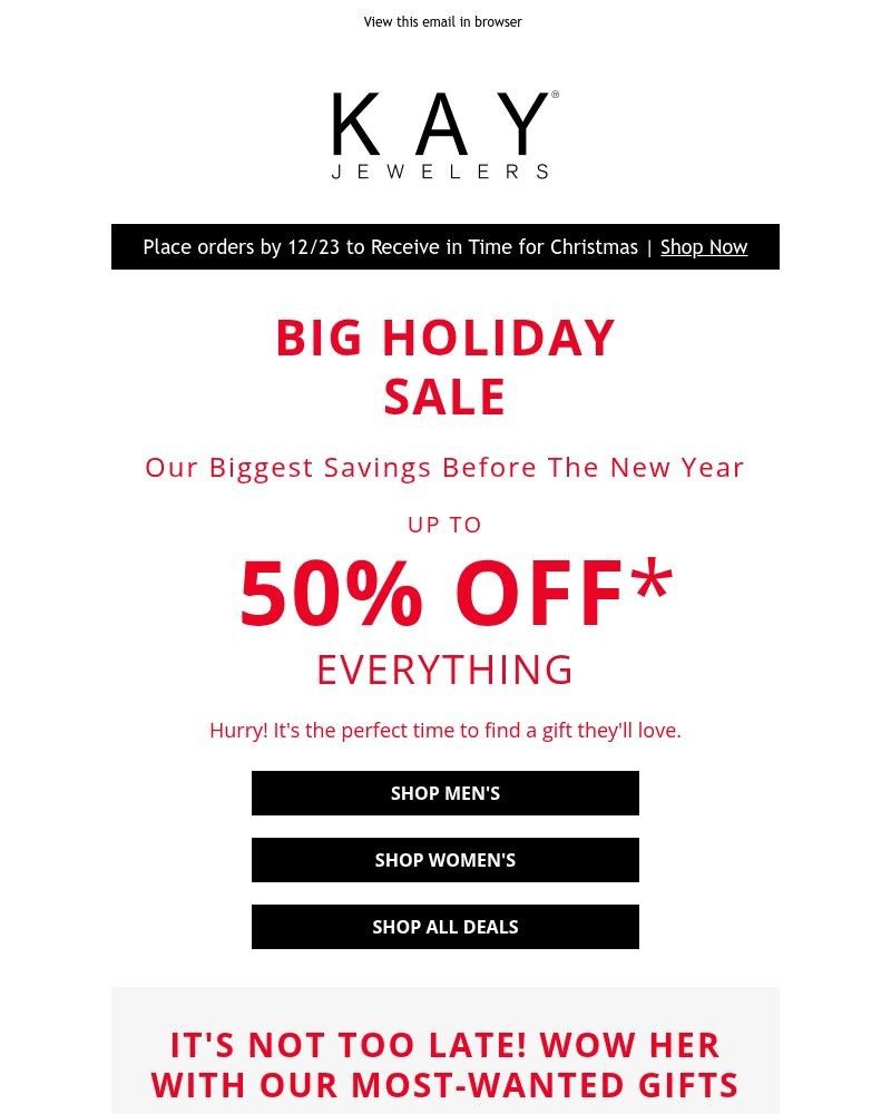 Screenshot of email sent to a Kay Newsletter subscriber
