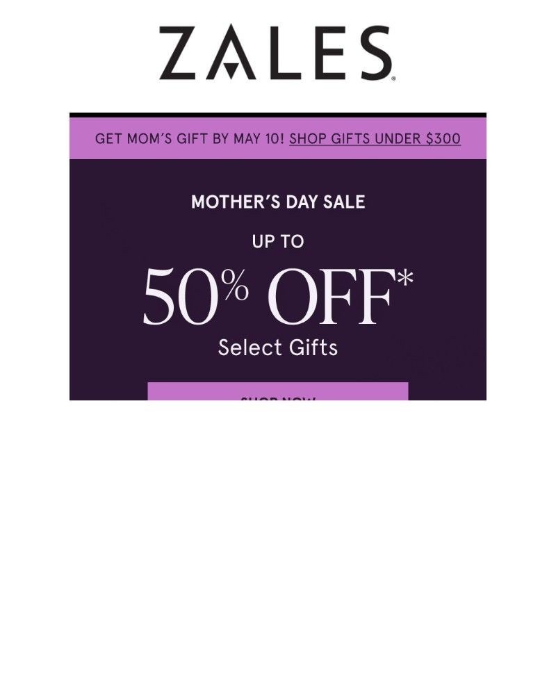 Screenshot of email sent to a Zales Newsletter subscriber
