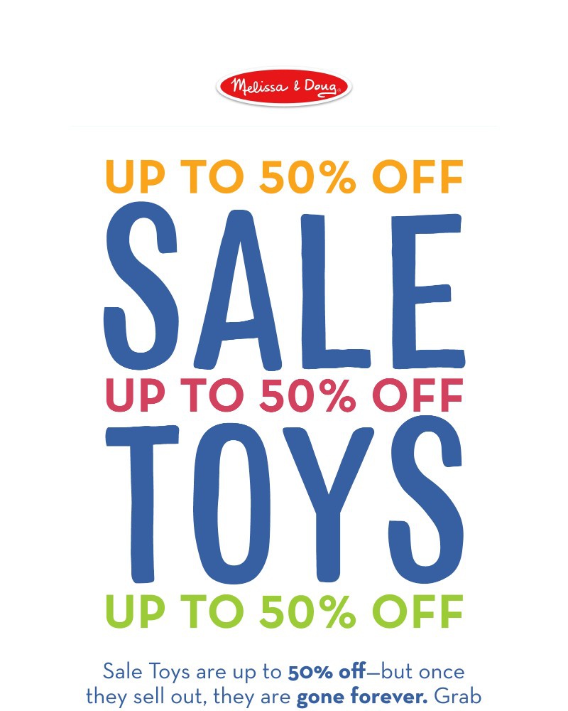 Screenshot of email sent to a Melissa & Doug Newsletter subscriber