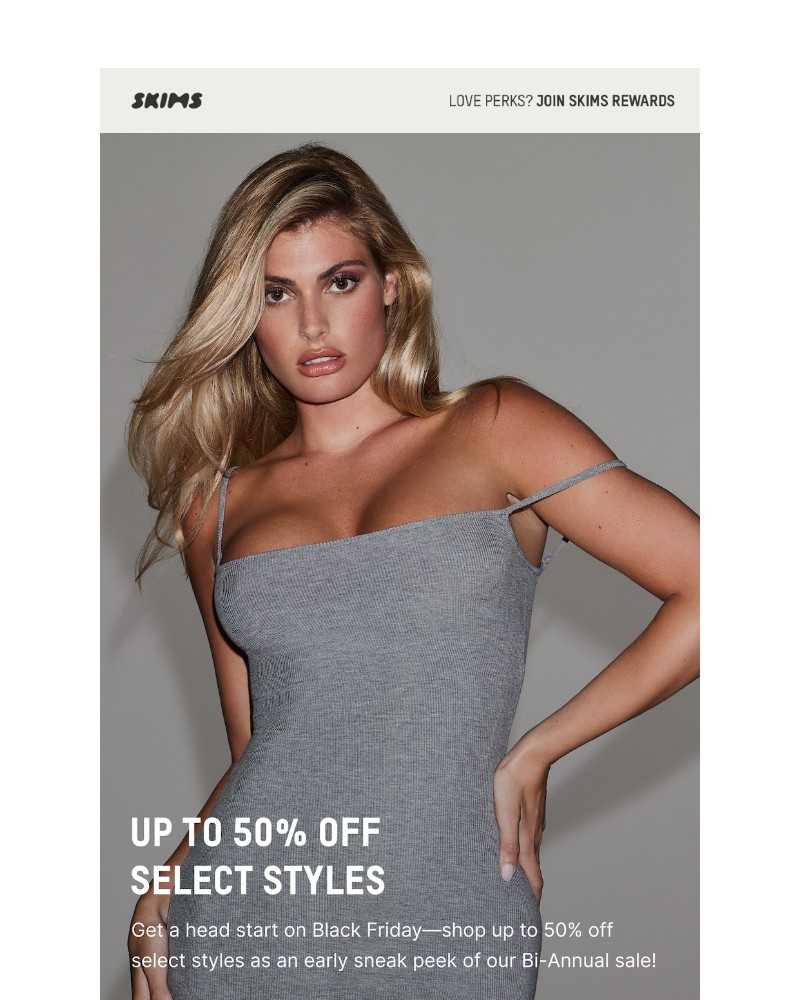 Screenshot of email sent to a Skims Newsletter subscriber