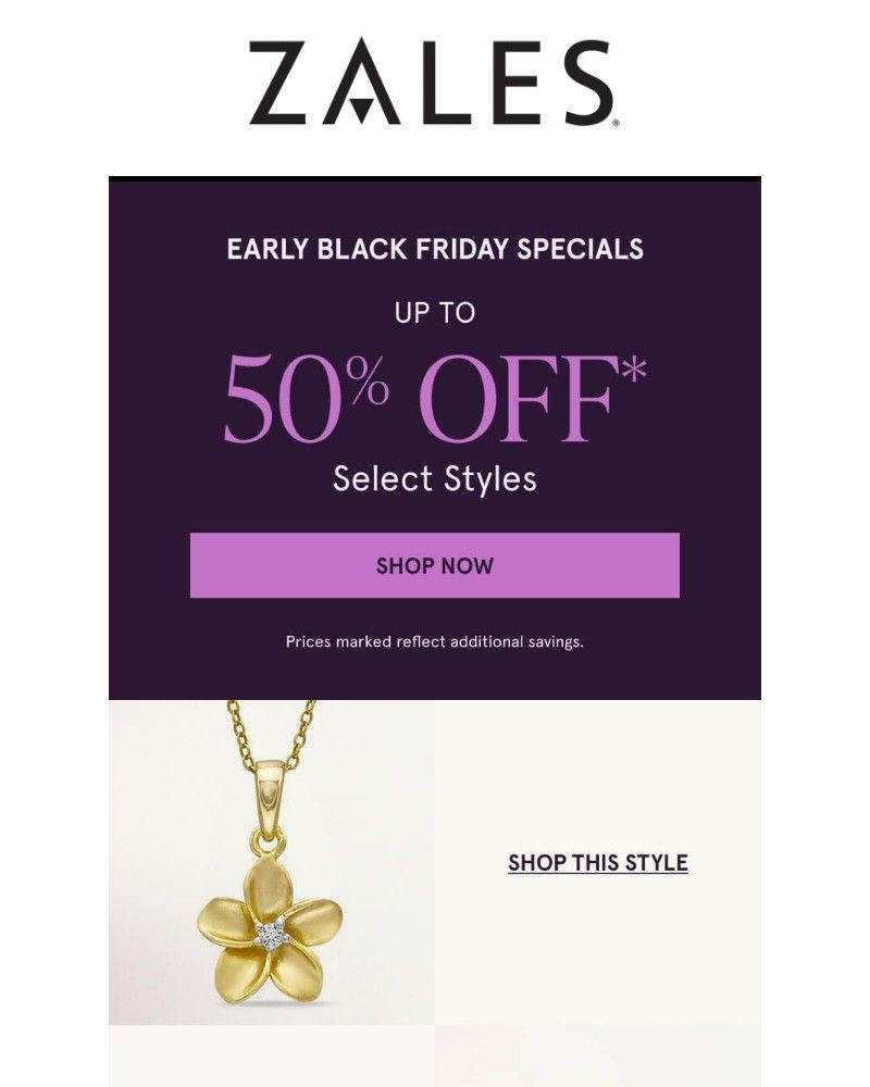Screenshot of email sent to a Zales Newsletter subscriber