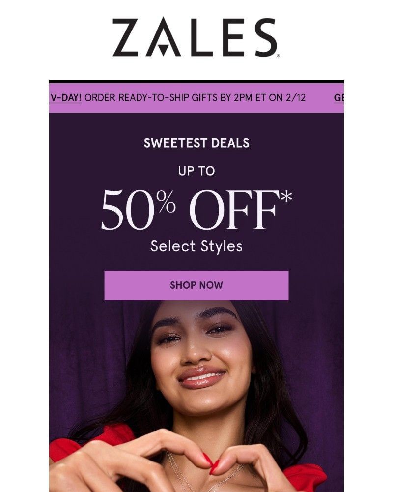 Screenshot of email sent to a Zales Newsletter subscriber