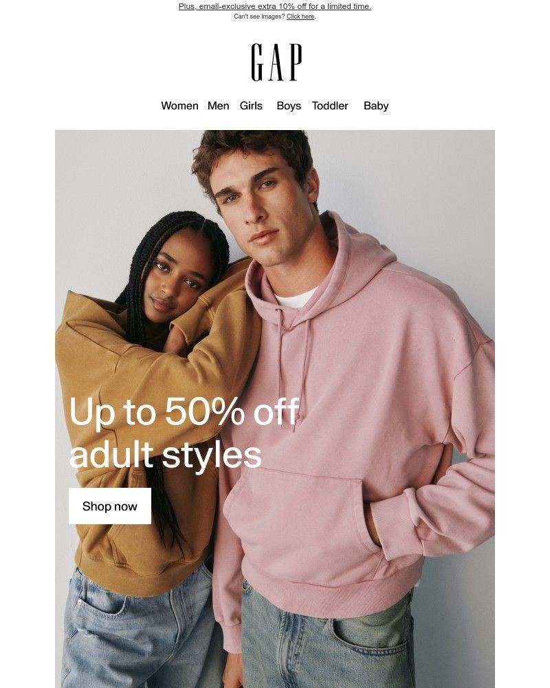 Screenshot of email with subject /media/emails/up-to-50-off-some-of-our-bestselling-styles-fc88ba-cropped-316546ff.jpg