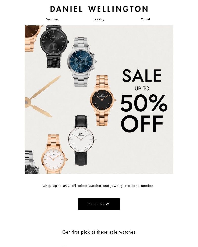 Screenshot of email sent to a Daniel Wellington Newsletter subscriber