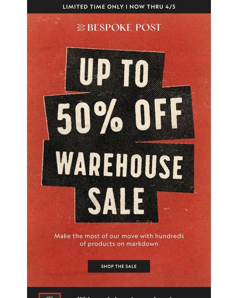 Screenshot of email sent to a Bespoke Post Newsletter subscriber