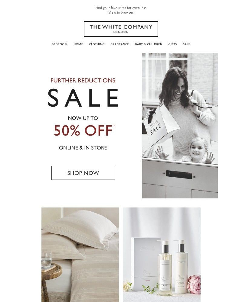Screenshot of email sent to a The White Company Cart abandoner