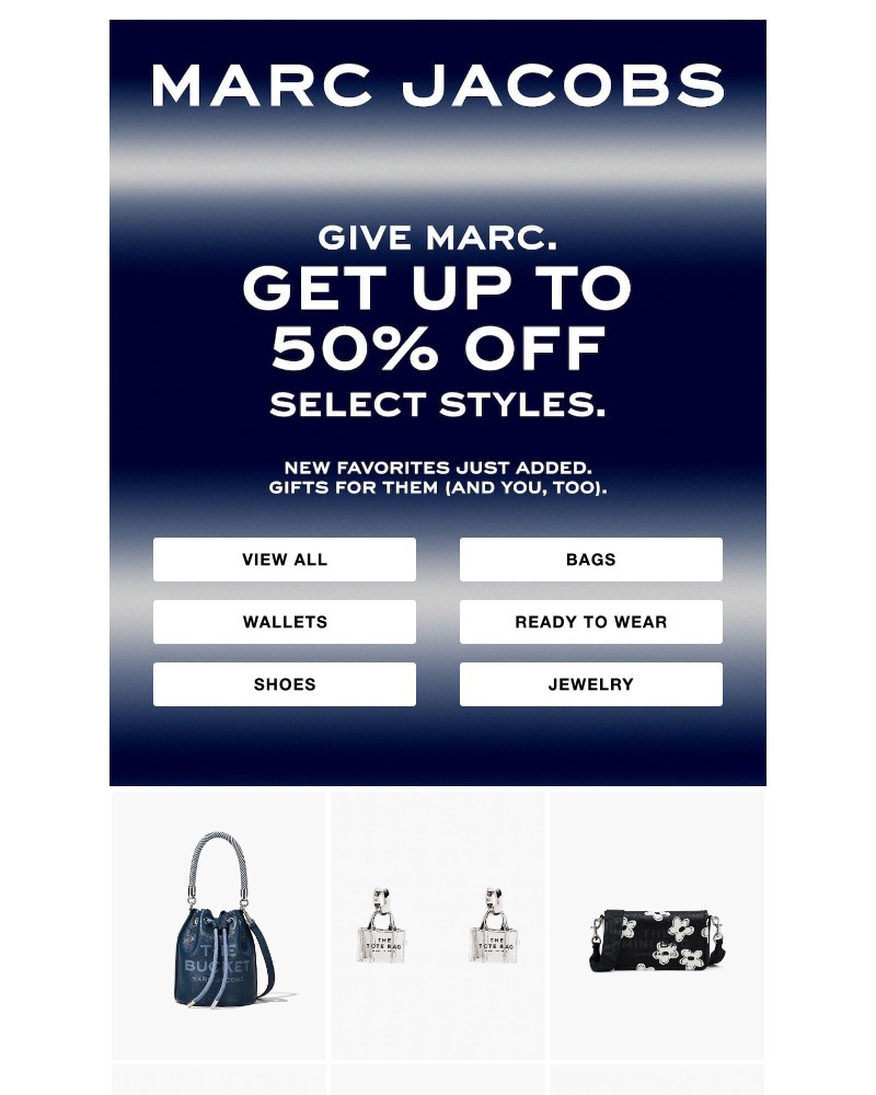 Screenshot of email sent to a Marc Jacobs Newsletter subscriber