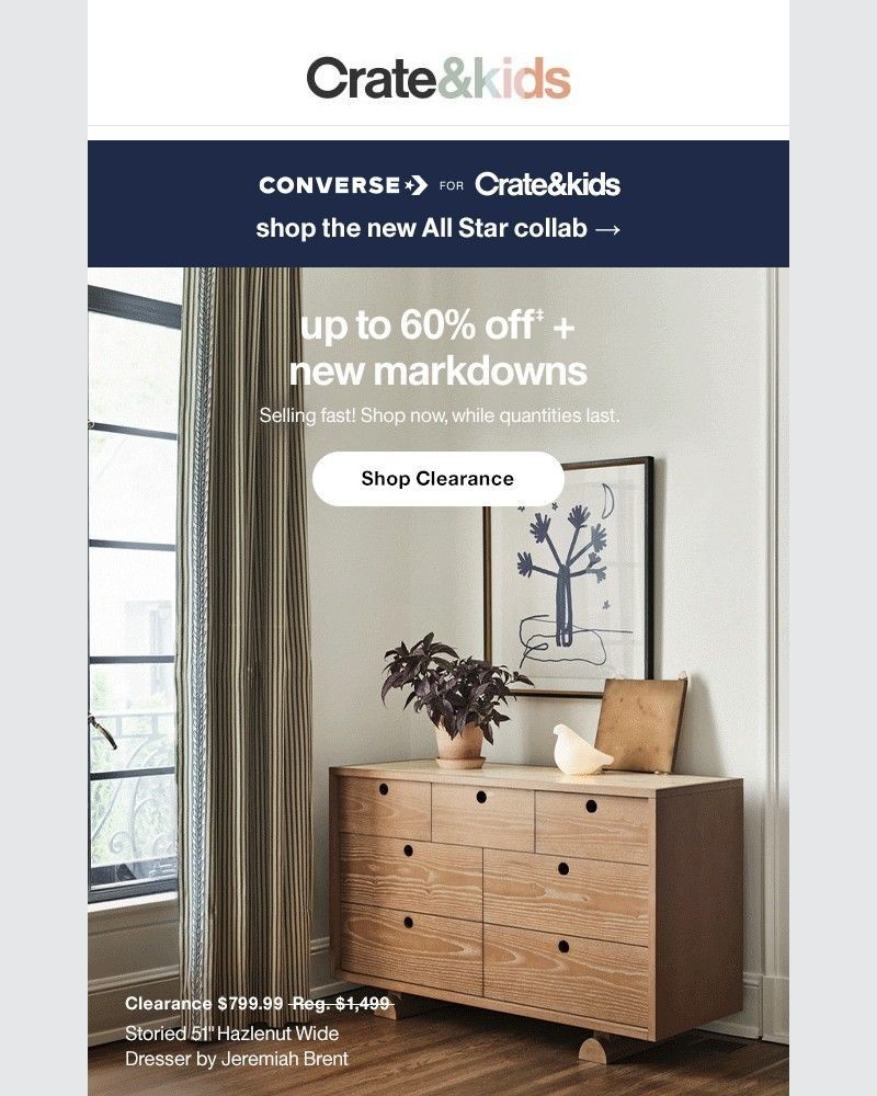 Screenshot of email sent to a Crate & Barrel Newsletter subscriber