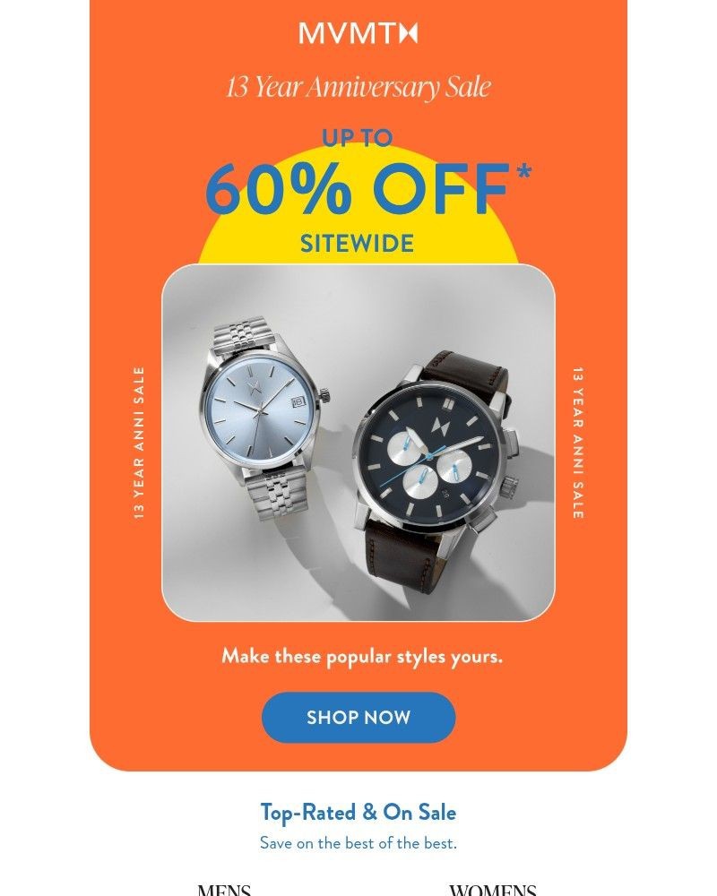 Screenshot of email sent to a MVMT Newsletter subscriber