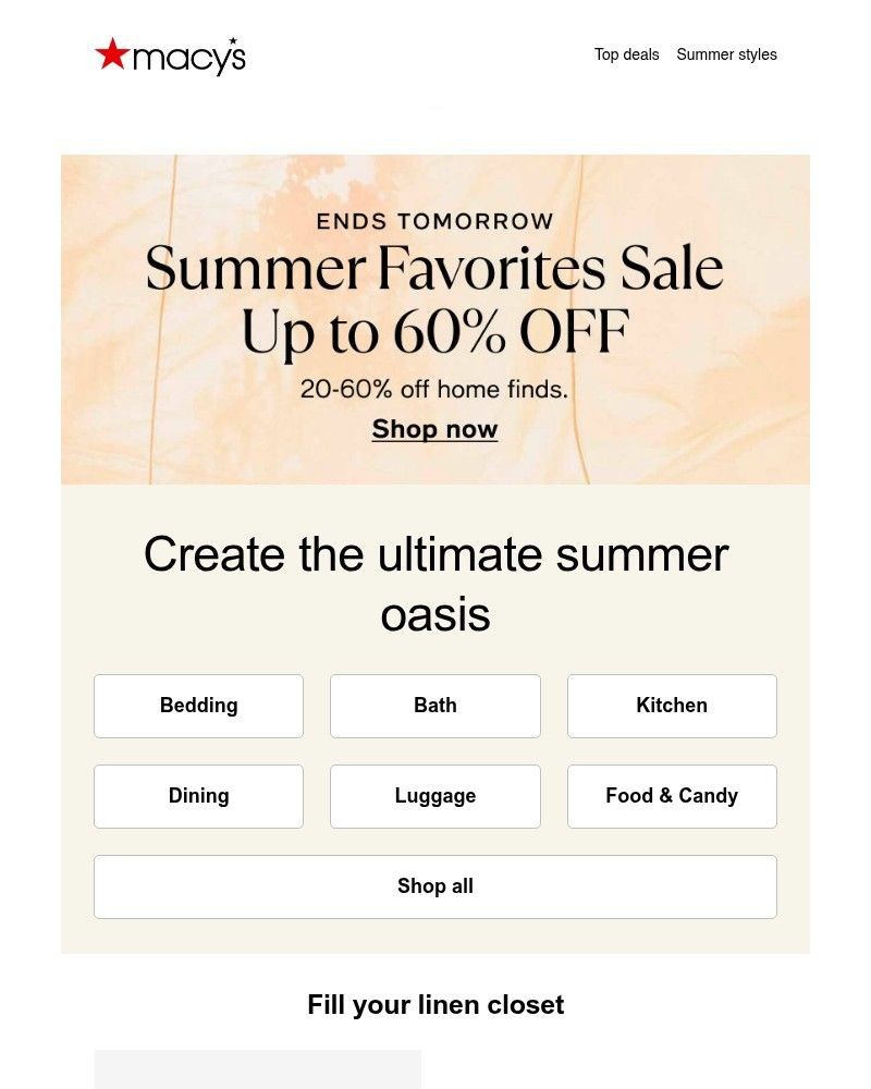 Screenshot of email sent to a Macy's Cart abandoner