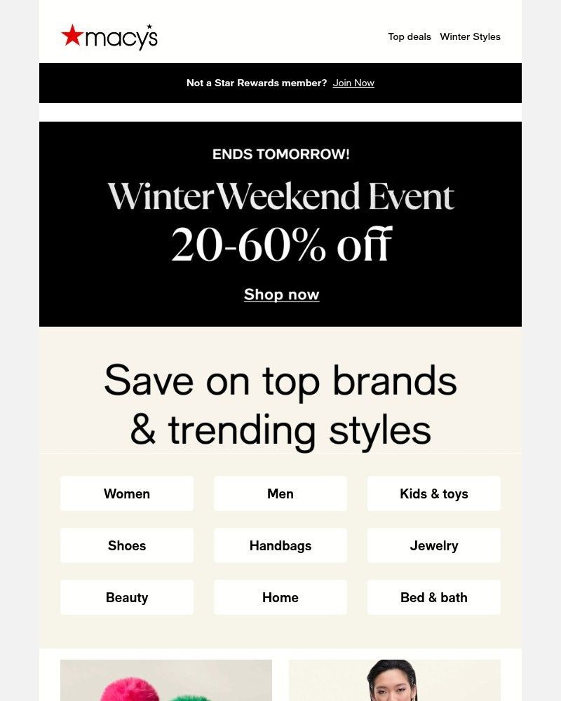 Screenshot of email sent to a Macy's Cart abandoner