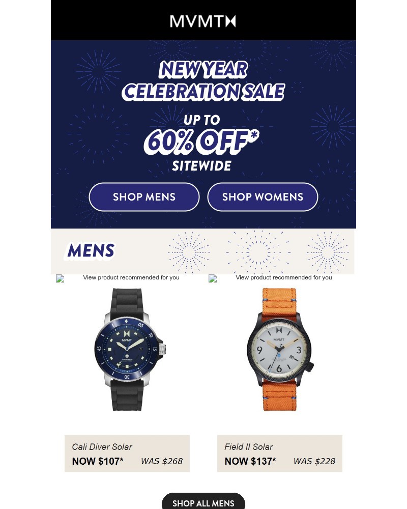 Screenshot of email sent to a MVMT Newsletter subscriber