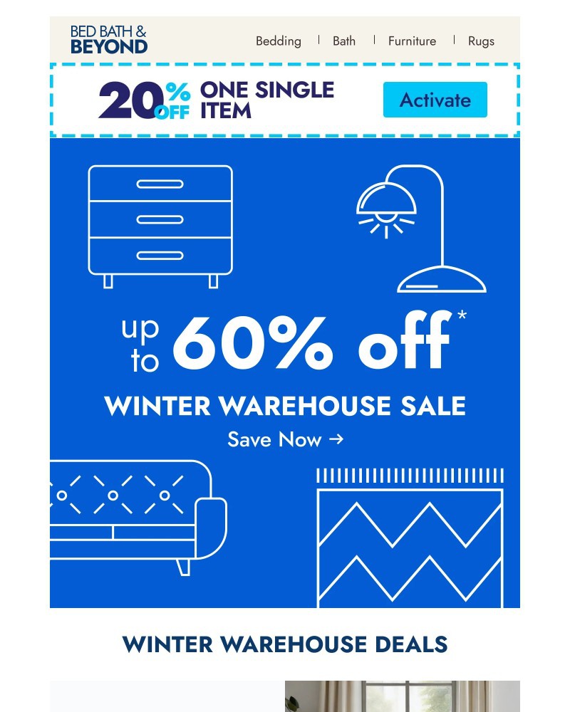 Screenshot of email sent to a Overstock Newsletter subscriber