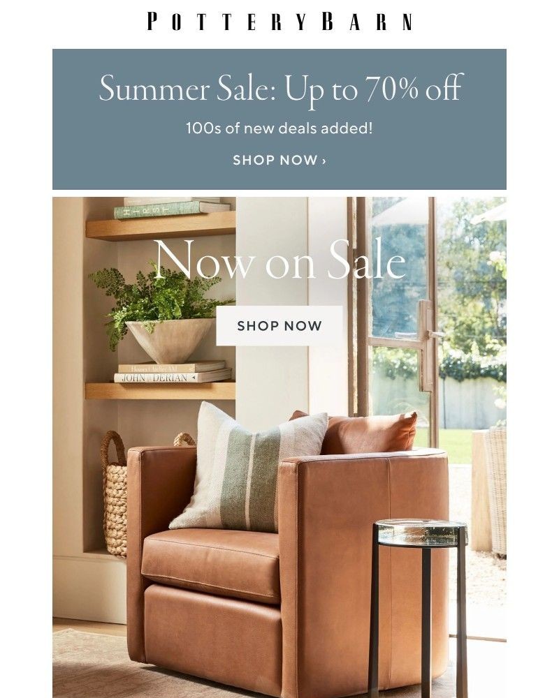 Screenshot of email sent to a Pottery Barn Newsletter subscriber