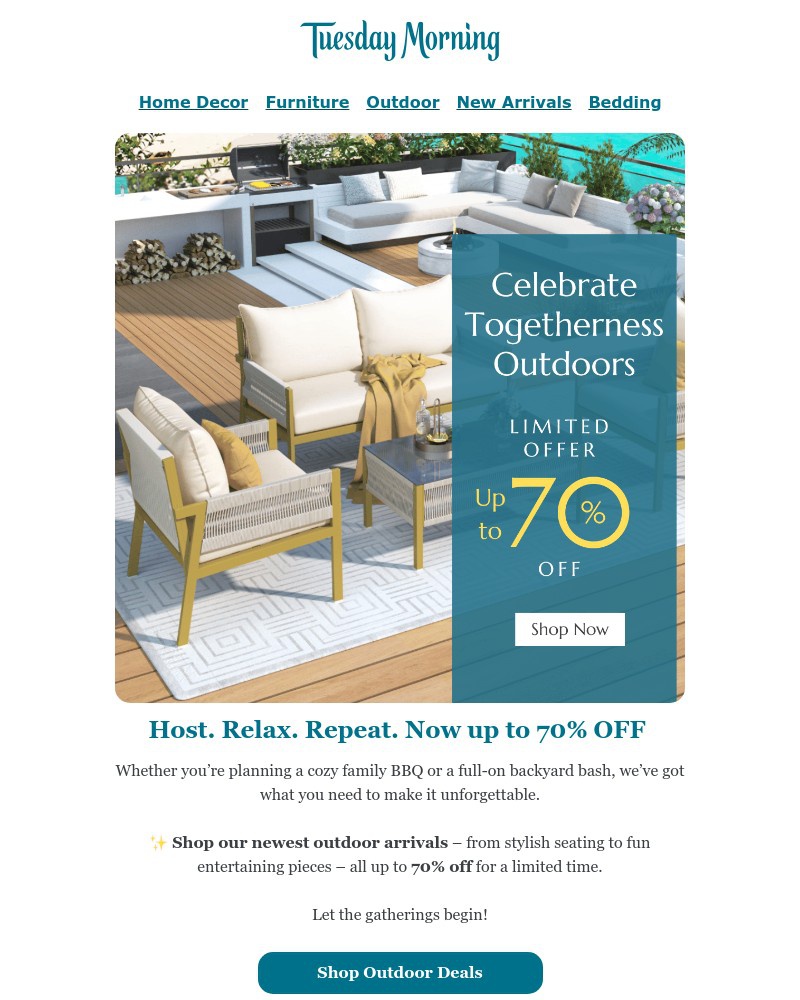 Screenshot of email with subject /media/emails/up-to-70-off-on-must-haves-for-your-next-gathering-245b87-cropped-8dc342f7.jpg