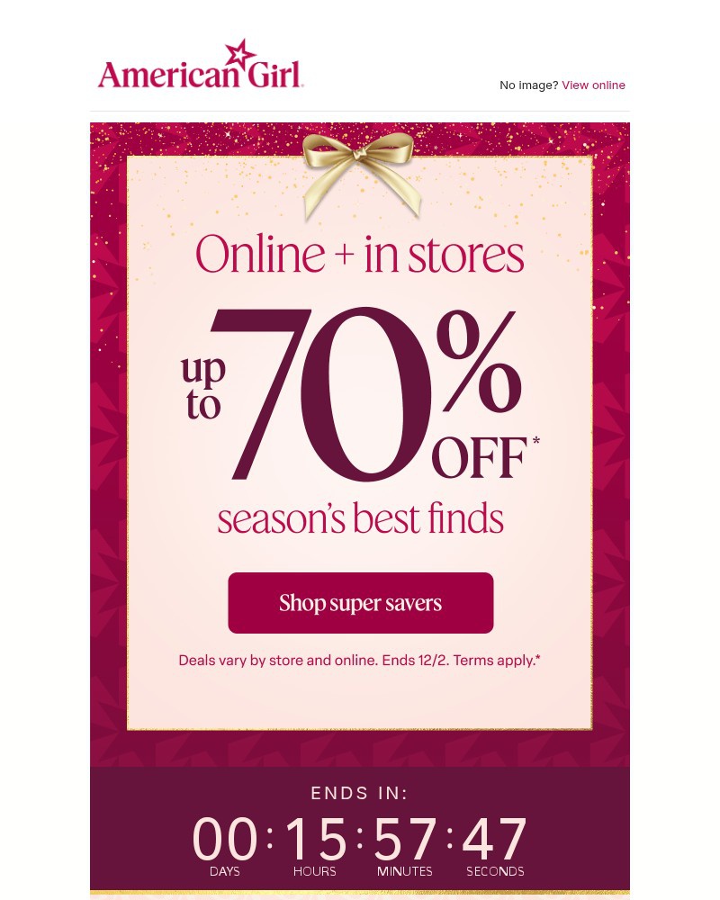 Screenshot of email with subject /media/emails/up-to-70-off-starts-now-online-in-store-8a5e64-cropped-f370cb5a.jpg