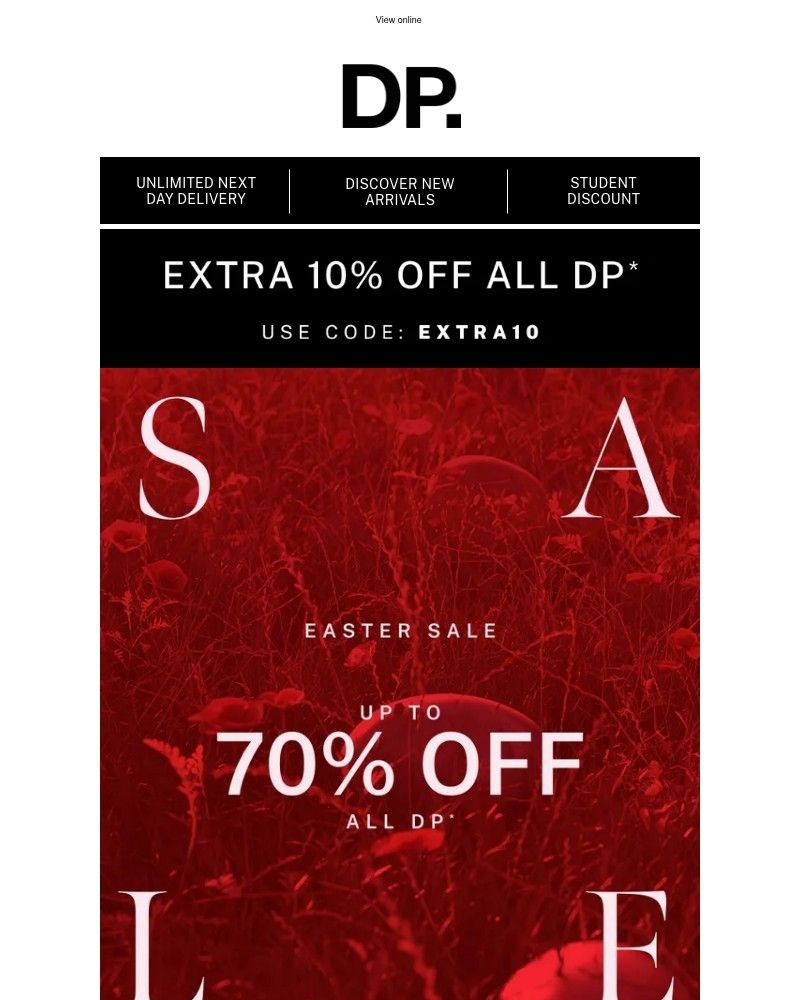 Screenshot of email sent to a Dorothy Perkins Newsletter subscriber