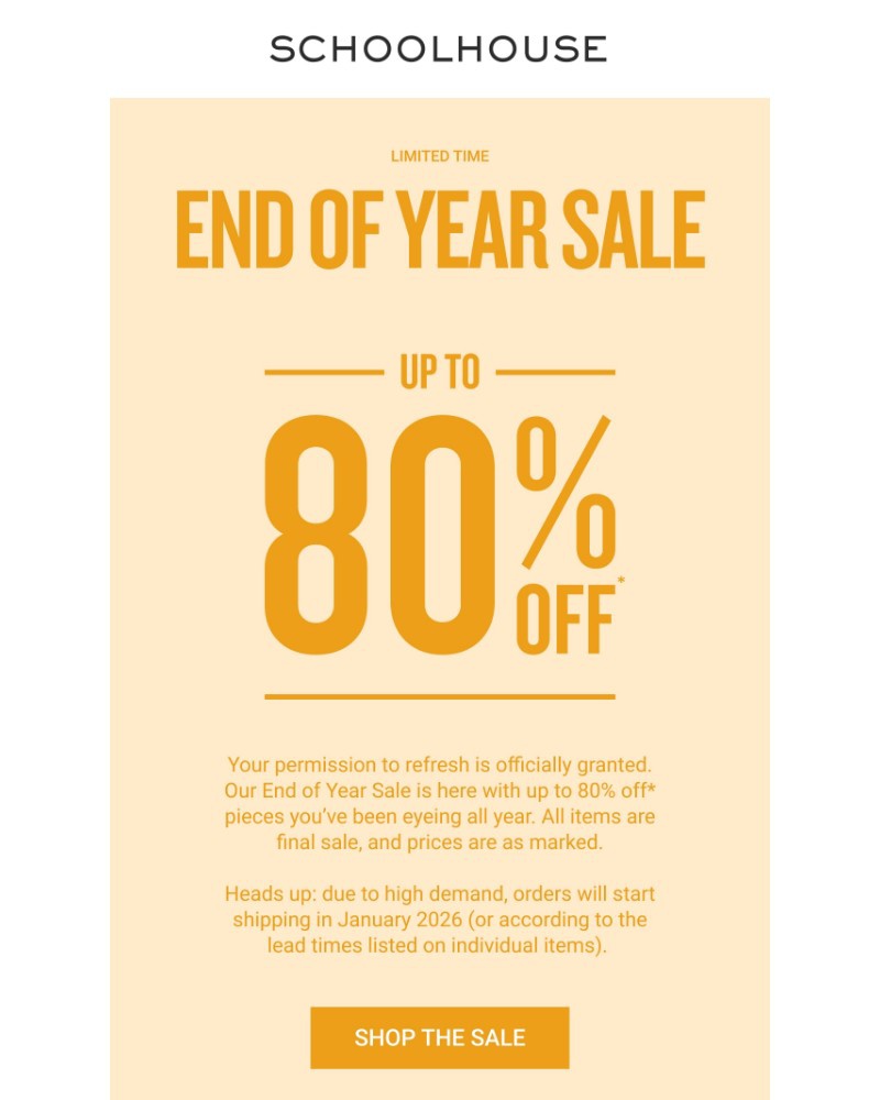 Screenshot of email sent to a Schoolhouse Newsletter subscriber