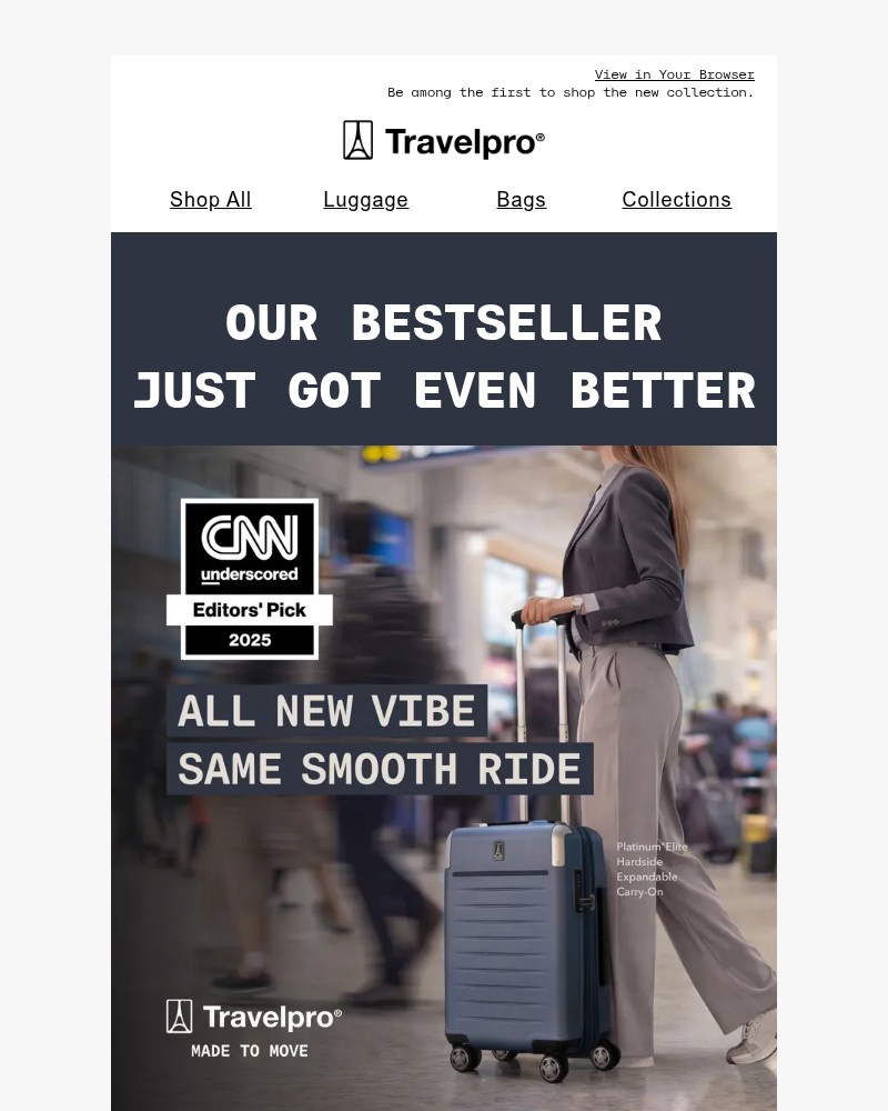 Screenshot of email sent to a Travelpro Newsletter subscriber
