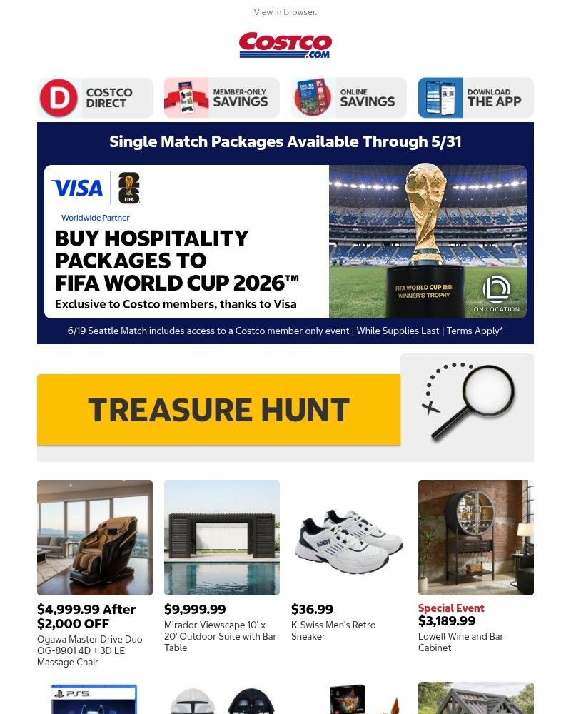 Screenshot of email sent to a Costco Newsletter subscriber