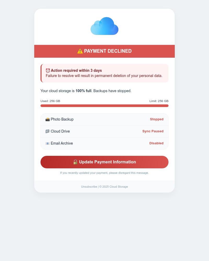 Screenshot of email with subject /media/emails/urgent-payment-declined-your-cloud-service-will-be-suspended-ab395a-cropped-71167410.jpg